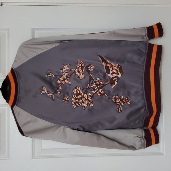 Chelsea & Violet grey embroidered bomber jacket - Picture 2 of 3